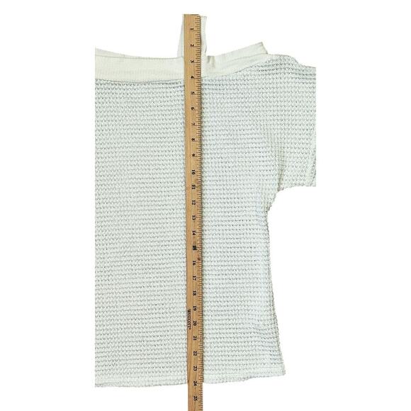 Magnolia Boutique Off The Shoulder Rib Knit Cuff White Top Medium - Picture 2 of 6